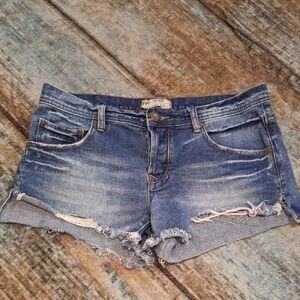 Free People Blue Distressed Jean Shorts.  NWOT Size 26